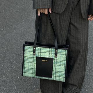 Houndstooth Tote Bag Green - One Size