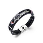 Simple Personality Guitar Musical Instrument 316l Stainless Steel Multi-layer Leather Bracelet Silver - One Size