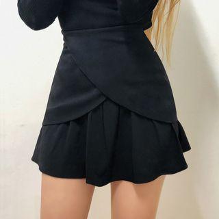 Ruffled A-line Mini Wrap Skirt