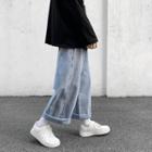 Rolled Cropped Shift Wide-leg Jeans