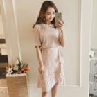 Short-sleeve Lace Open Back Top