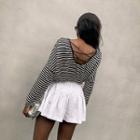 Cutout-back Striped T-shirt Stripe - One Size