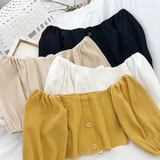 Plain Off-shoulder Crop Blouse