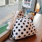 Drawcord Polka-dot Cotton Shopper Bag