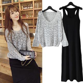 Set: Midi Tank Dress + Knit Top