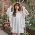 Long-sleeve Cold Shoulder Mini Chiffon Dress / Light Jacket
