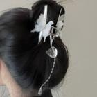 Butterfly Hair Claw 2735a - White Butterfly - Silver - One Size