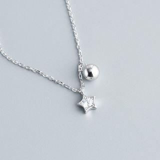 925 Sterling Silver Rhinestone Star Pendant Necklace S925 - As Shown In Figure - One Size