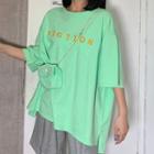 Short-sleeve Lettering Embroidered Loose-fit T-shirt