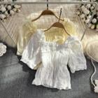 Short Sleeve Ruffle Crinkled Blouse