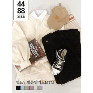 Slit-side Balloon-sleeve Oversized Pullover