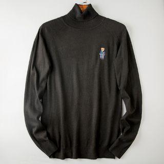 Turtleneck Plain Embroidered Sweater