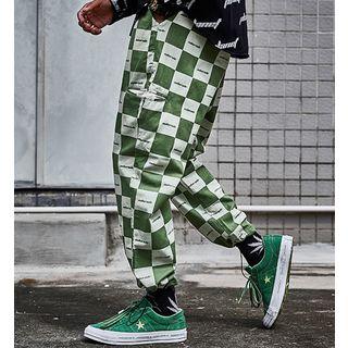 Drawstring-hem Check Jogger Pants