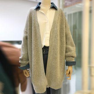 Contrast Trim Shirt / Open Front Long Cardigan