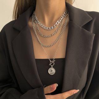 Set Of 4: Chain Necklace 1694 - Set Of 4 - Silver - One Size