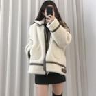 Faux Shearling Contrast Trim Jacket