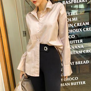 Wide-cuff Pastel Cotton Shirt