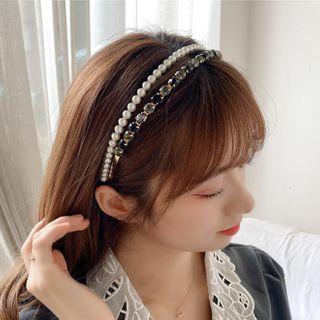 Faux Pearl Rhinestone Layered Headband
