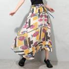 Print Midi A-line Skirt Off-white - One Size