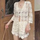 Embroidered Cropped Camisole Top / Shorts / Light Jacket