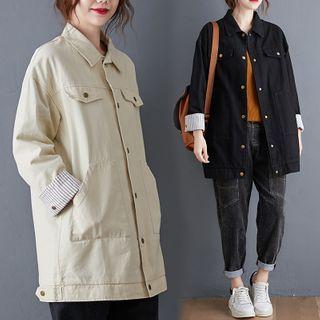 Snap-button Shirt Jacket