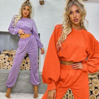 Set: Cropped Pullover + Harem Pants