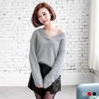 Mohair Loose Dropped-sleeve Sweater