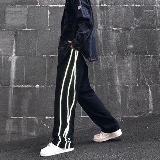 Reflective Striped Wide-leg Pants