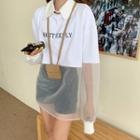 Mesh Panel Sweatshirt / Detachable Collar / Shorts