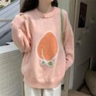 Long Sleeve Printed Sweater Pink - One Size