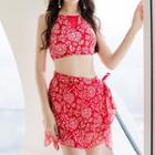 Set: Print High Waist Cutout Bikini + Print Wrapped Skirt