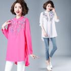 Embroidered High Low Blouse