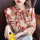 Long-sleeve Embroidered Floral Blouse