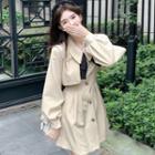 Long-sleeve Peter Pan-collar Single-breasted Mini A-line Dress