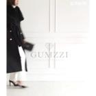 Set Of 2: Faux-fur Double-breasted Long Coat With Sash + Vest