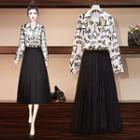Set: Letter Shirt + A-line Skirt
