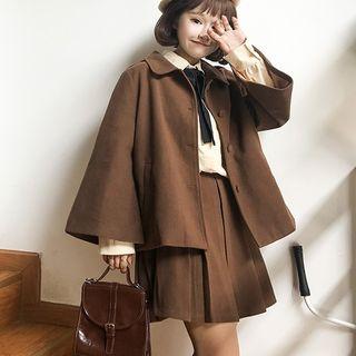 Set: Bow Single-breasted Jacket + Pleated Skirt