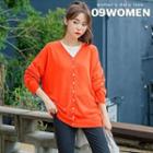 Plus Size V-neck Loose-fit Cardigan