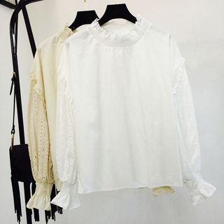 Long-sleeve Perforated Top