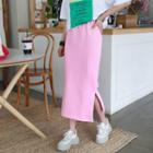 Tall Size Elasticized-waist Long H-line Skirt