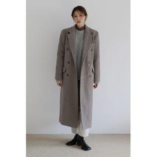 Double-breasted Tailored Maxi Coat Brown - One Size