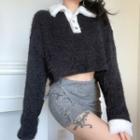 Cropped Fluffy Polo Sweater