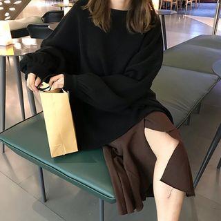 Crew-neck Sweater / Asymmetrical Midi Mermaid Pencil Skirt