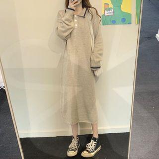 Knit Midi A-line Polo Dress