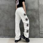 Embroidered High Waist Wide Leg Jeans