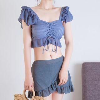 Ruffle Drawstring Tankini Top / Swim Skirt / Swim Dress / Set