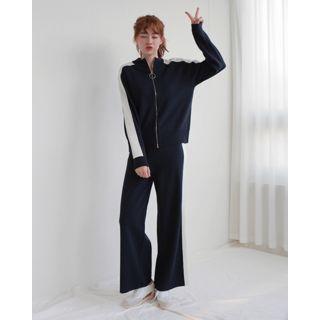 Contrast-trim Wide-leg Knit Sweatpants