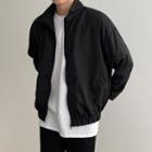 Banded-hem Zip-up Boxy Windbreaker
