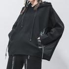 Bat Sleeve Pocket Detail Oversized Hoodie Black - One Size