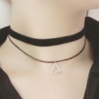 Triangle Pendant Layered Choker As Shown In Figure - One Size
